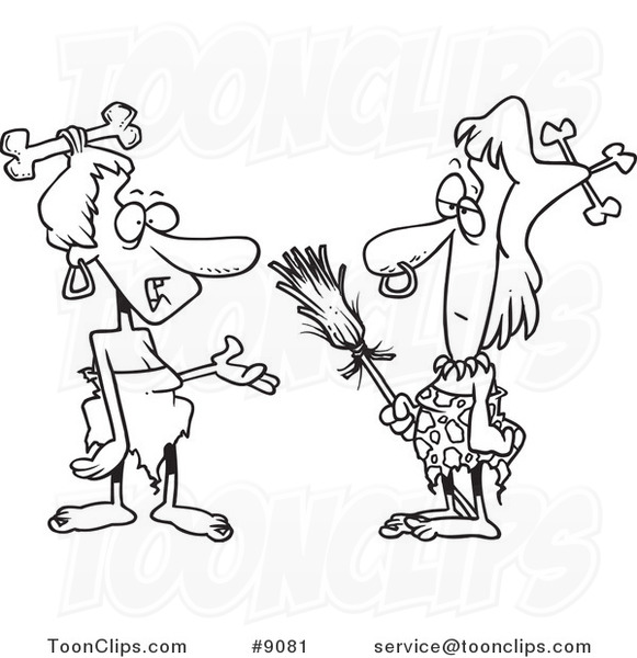 581x600 Cartoon Black And White Line Drawing Of Talking Cave Women