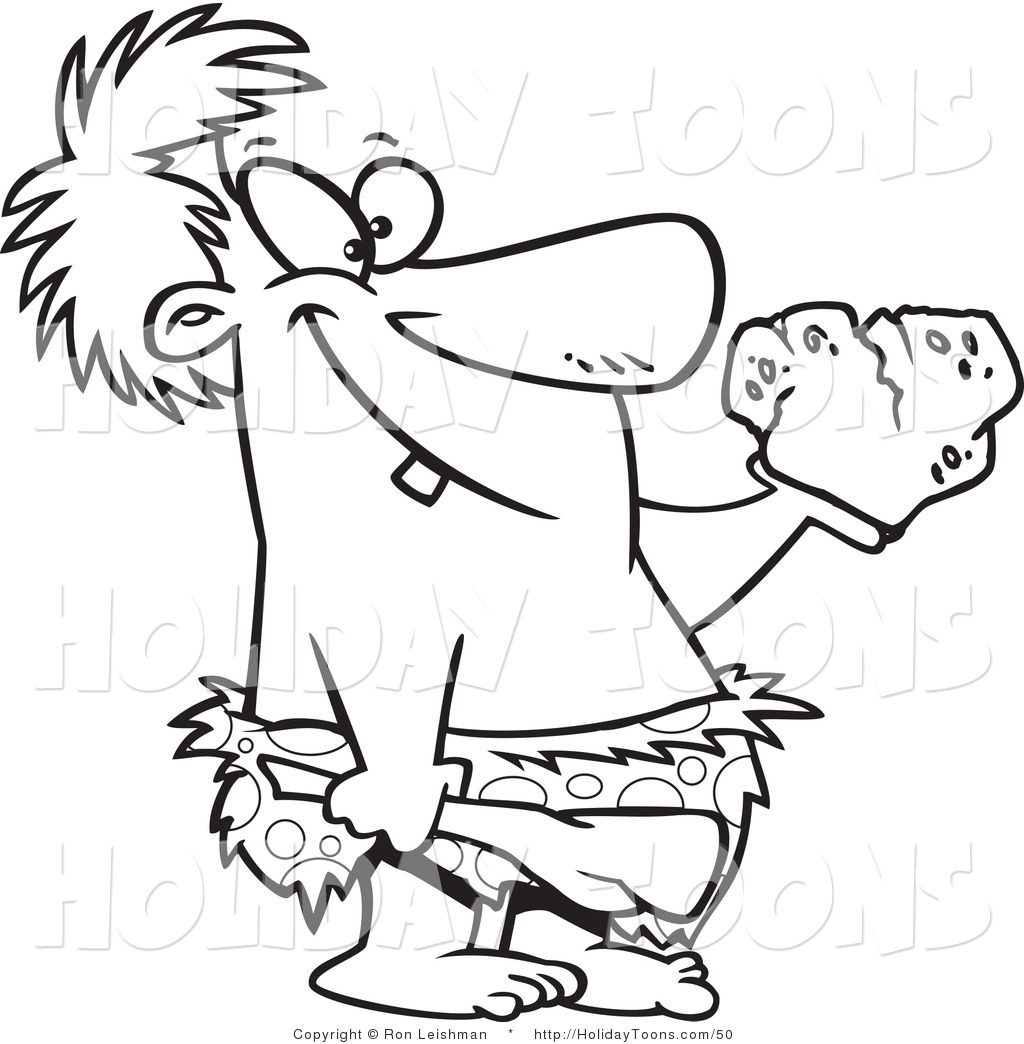 1024x1044 Royalty Free Holiday Cartoon Coloring Page Of Caveman Holding
