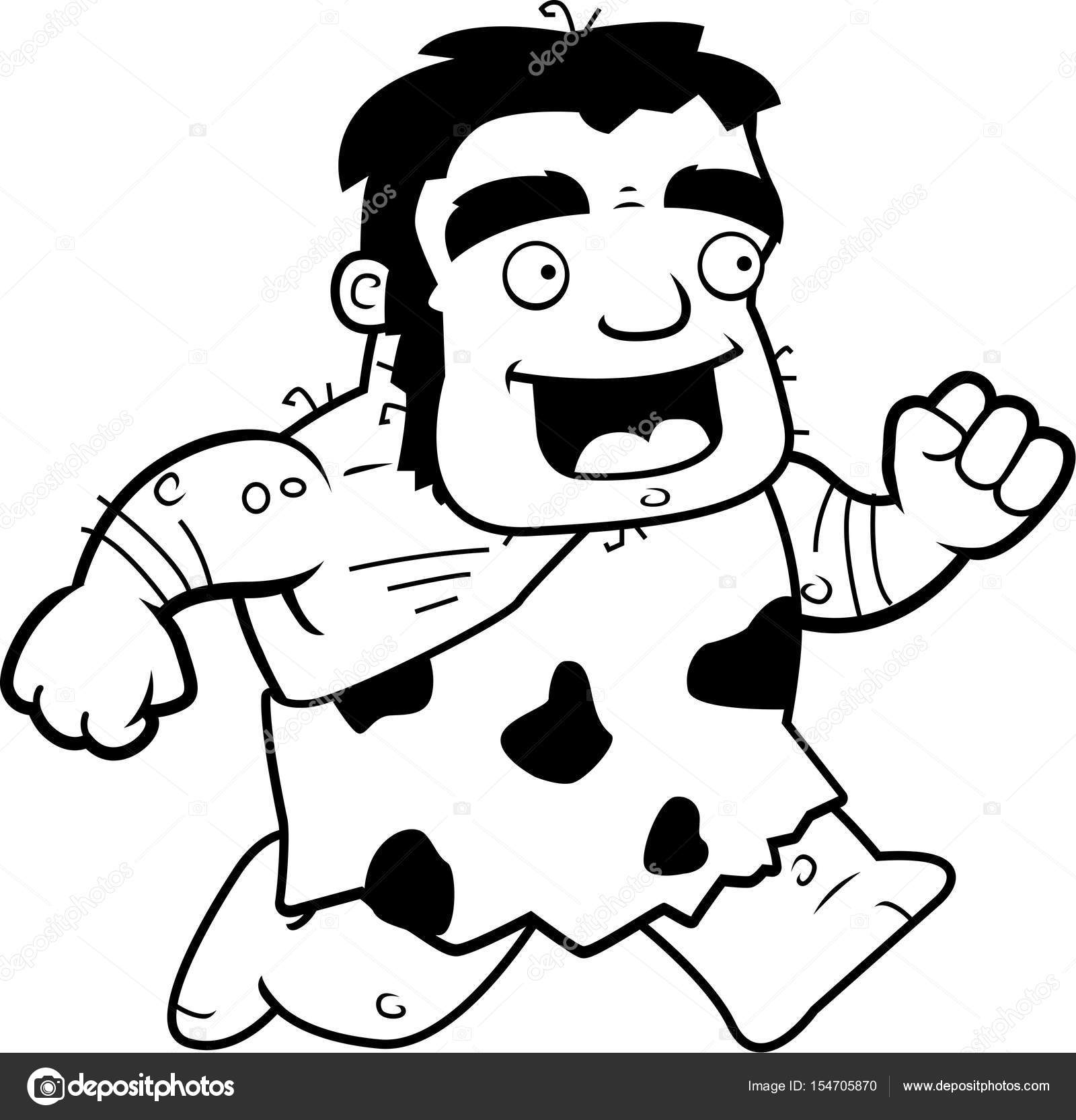 1600x1666 Cartoon Caveman Running Stock Vector Cthoman