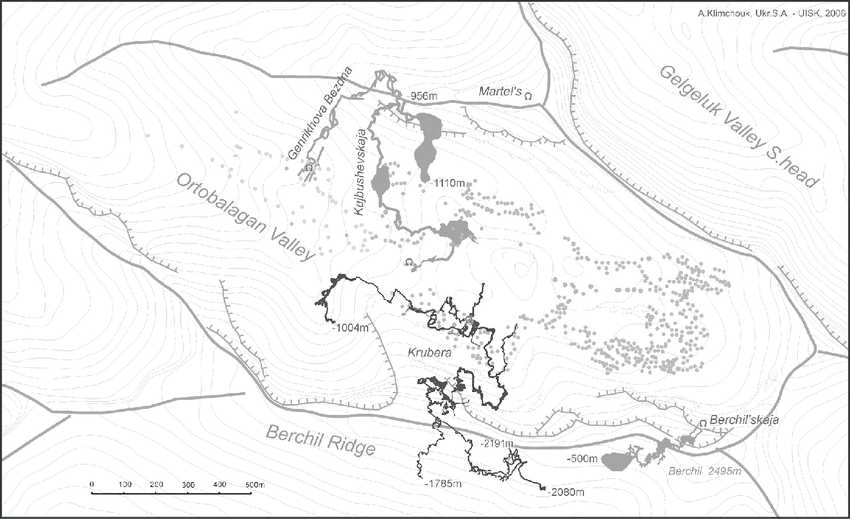 850x519 Caves In The Ortobalagan Valley. Dots Indicate Dolines.
