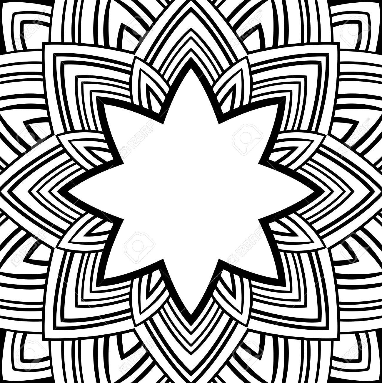 1299x1300 Oriental, Black White Frame. Background With Ornaments And Place