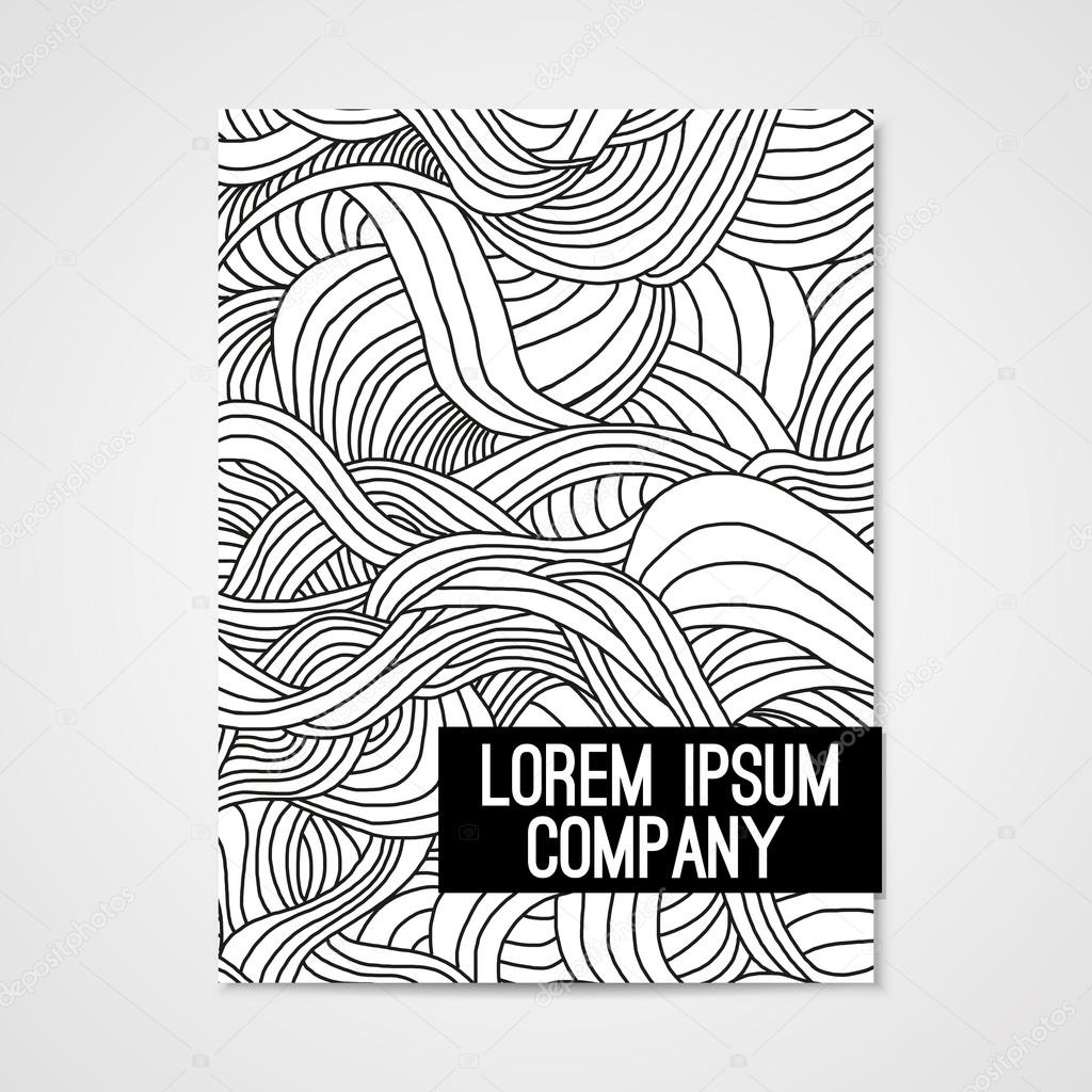 1024x1024 Poster With Hand Drawn Doodle Waves. Design Cover Of Boock Or Cd