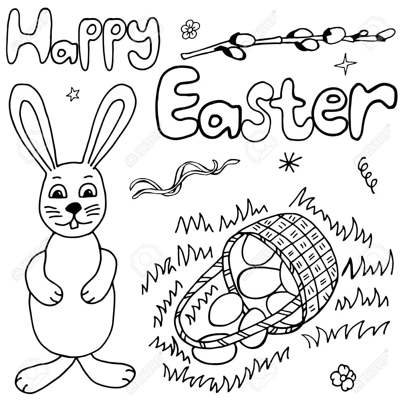 1300x1300 Happy Easter Hand Drawing Banner With Handwritten Letters. Ideal