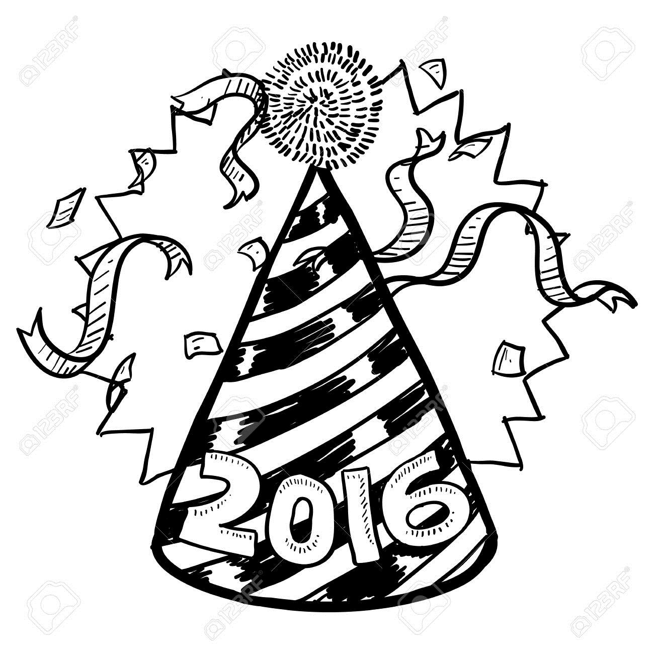 1300x1300 Party Hat New Year Drawings Merry Christmas Amp Happy New Year
