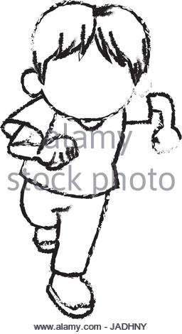 256x470 Sketch Little Boy Young Cheerful Celebration Stock Vector Art