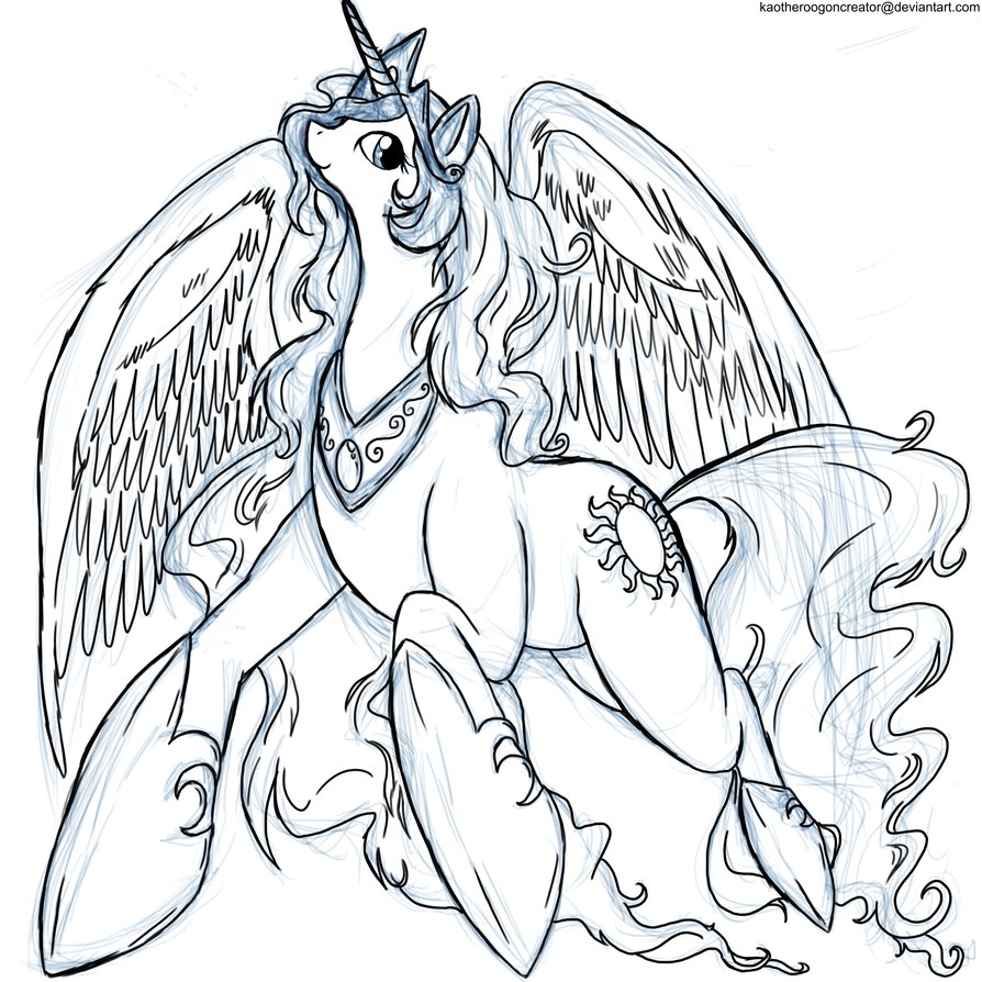894x894 Mlp Fim Princess Celestia Sketch By Kaotheroogoncreator