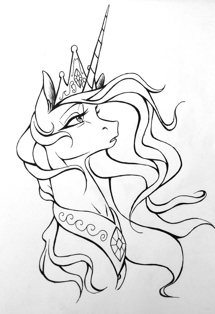 739x1082 Majestic Princess Celestia (Linework) By Drawerfun