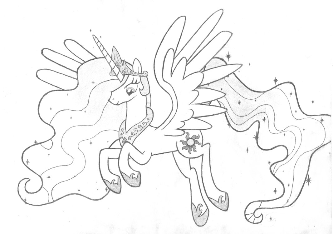 1067x749 Princess Celestia Sketch By Rohulk2008