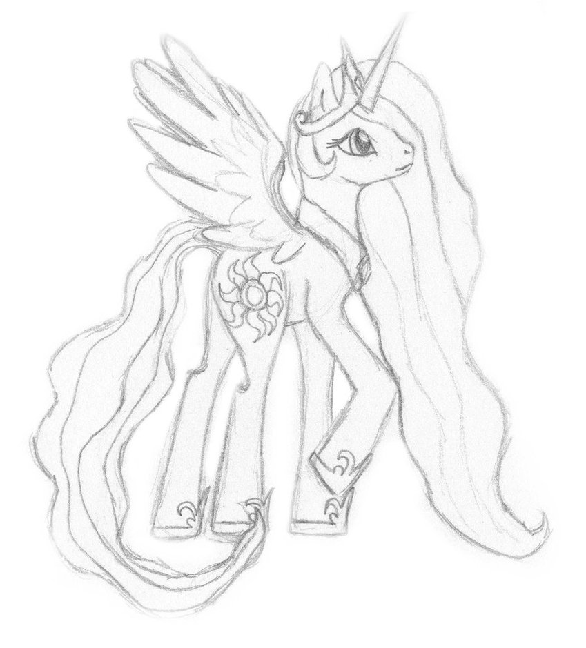 849x940 Princess Celestia Sketch By Shadowjess