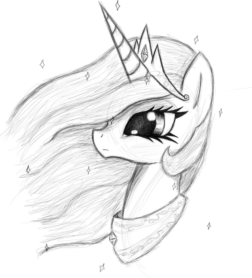 851x939 Princess Celestia Sketch By Misskotka