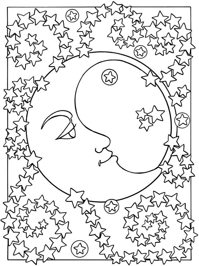 650x871 Adult Coloring Page Moon Sun Stars The Moon And The Stars 1
