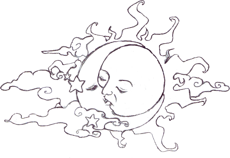 753x518 Sun And Moon Kissing Drawing