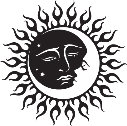 407x405 Celestial Sun And Moon Black And White Tattoo Inspiration