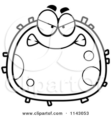 450x470 Cartoon Clipart Of A Black And White Mad Blood Cell