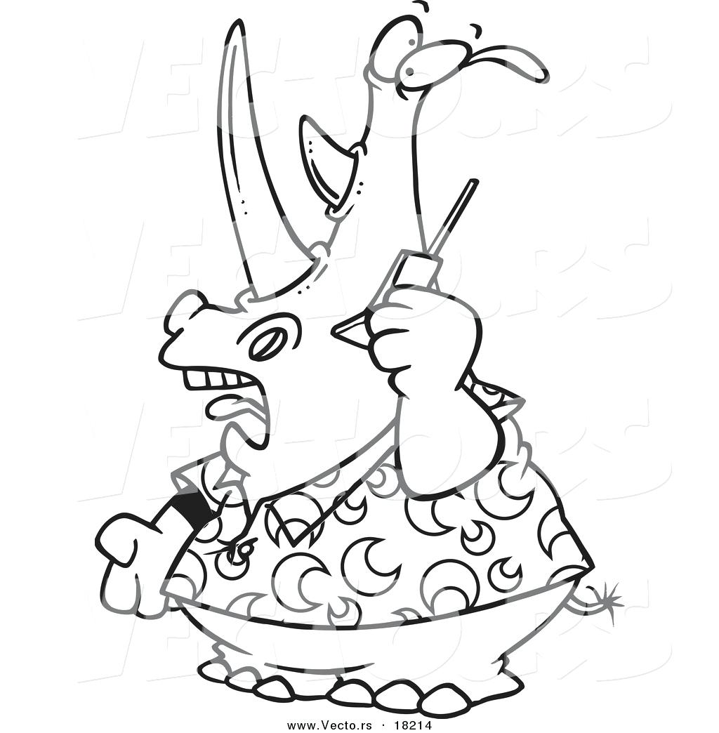 1024x1044 Coloring Cell Phone Coloring Page Vector Of A Cartoon Rhino Using