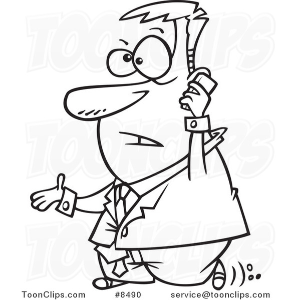 581x600 Cartoon Black And White Line Drawing Of A Walking Business Man