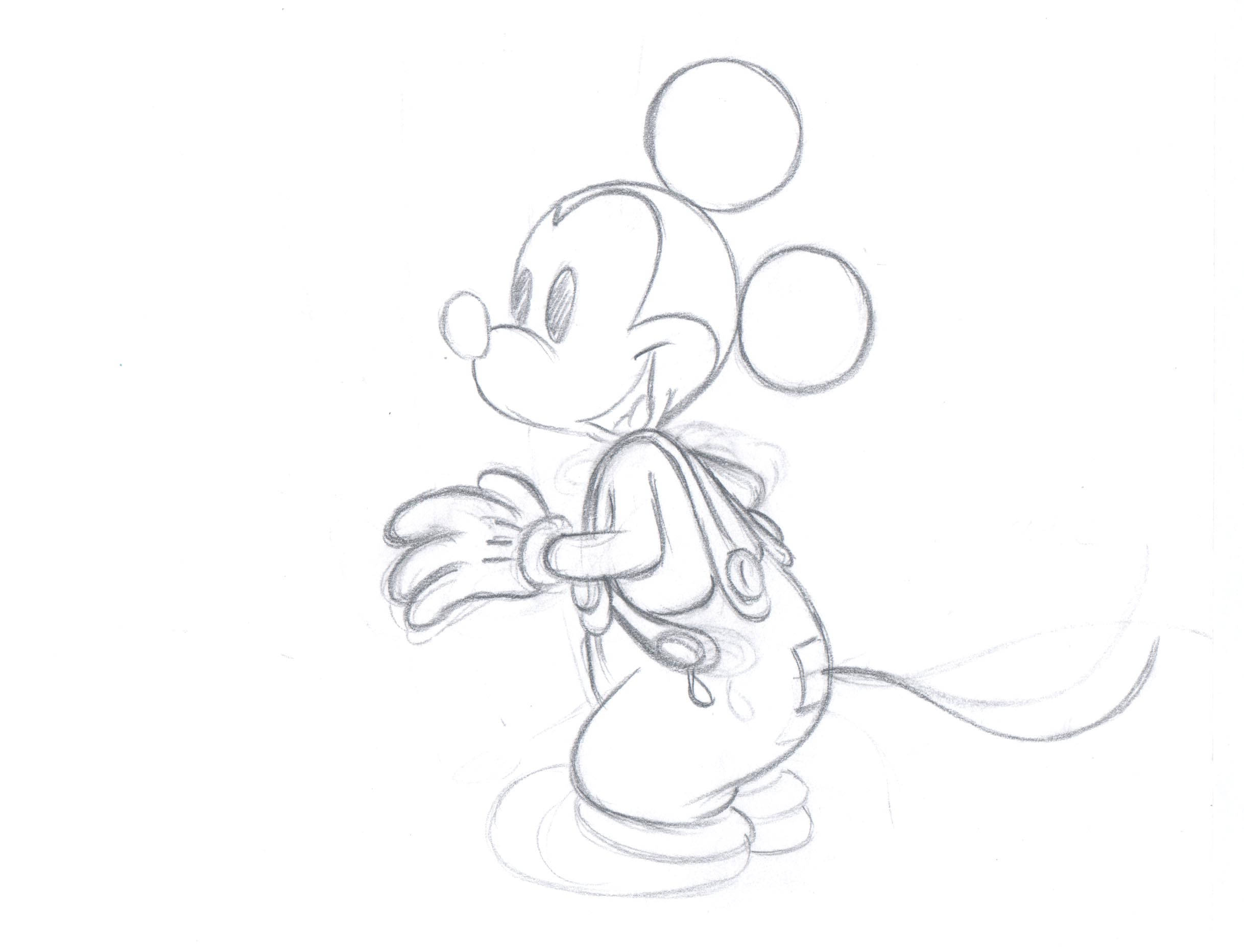 2436x1865 Mickey Mouse Dancing Original Production Animation Cell Drawing