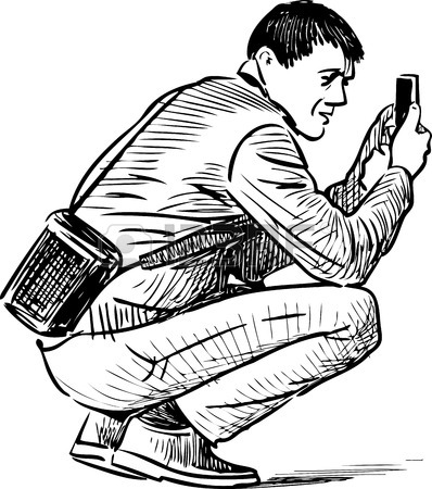 398x450 Vector Drawing Of A Student With A Cell Phone Royalty Free