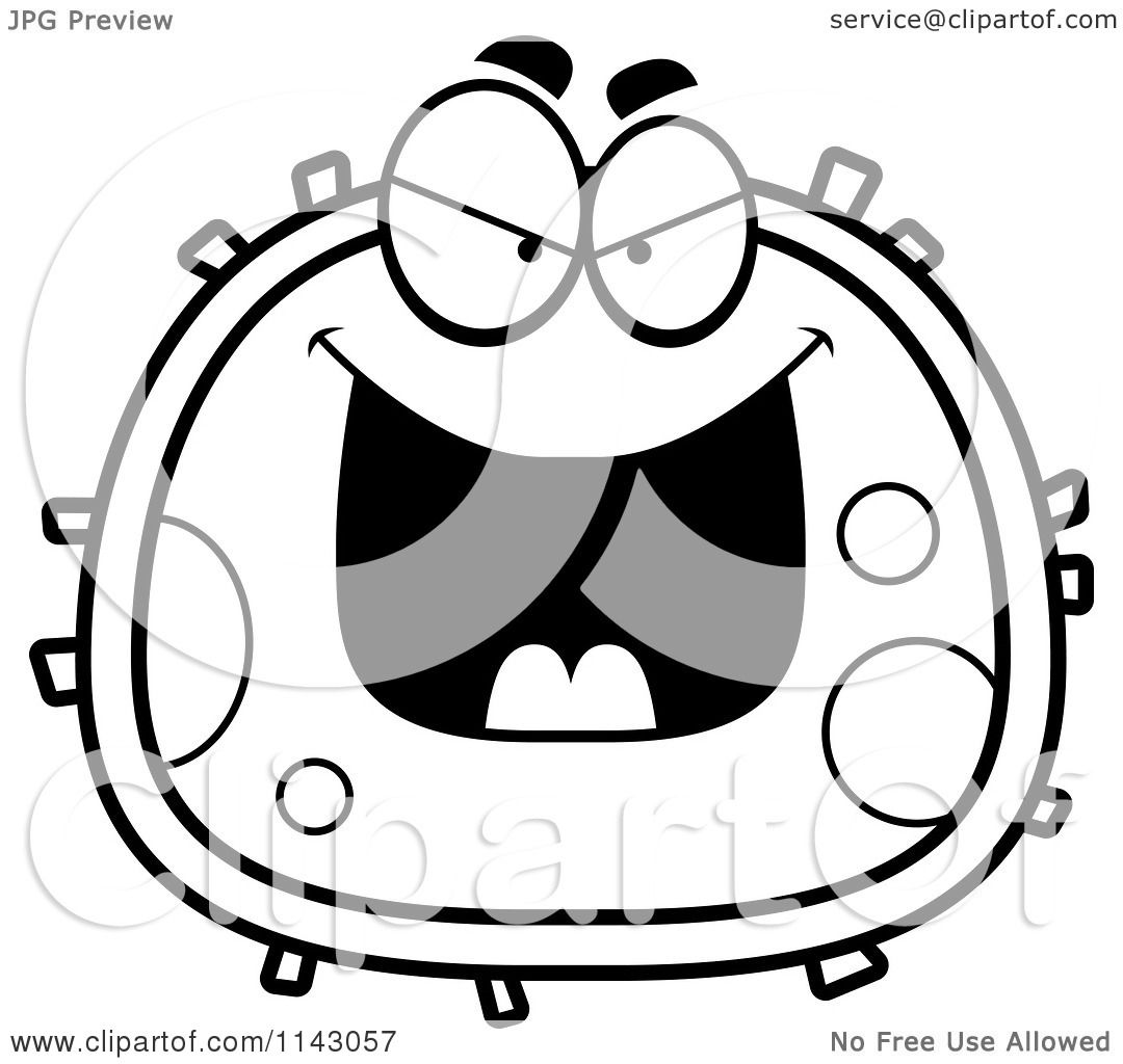 1080x1024 Cartoon Clipart Of A Black And White Evil Blood Cell