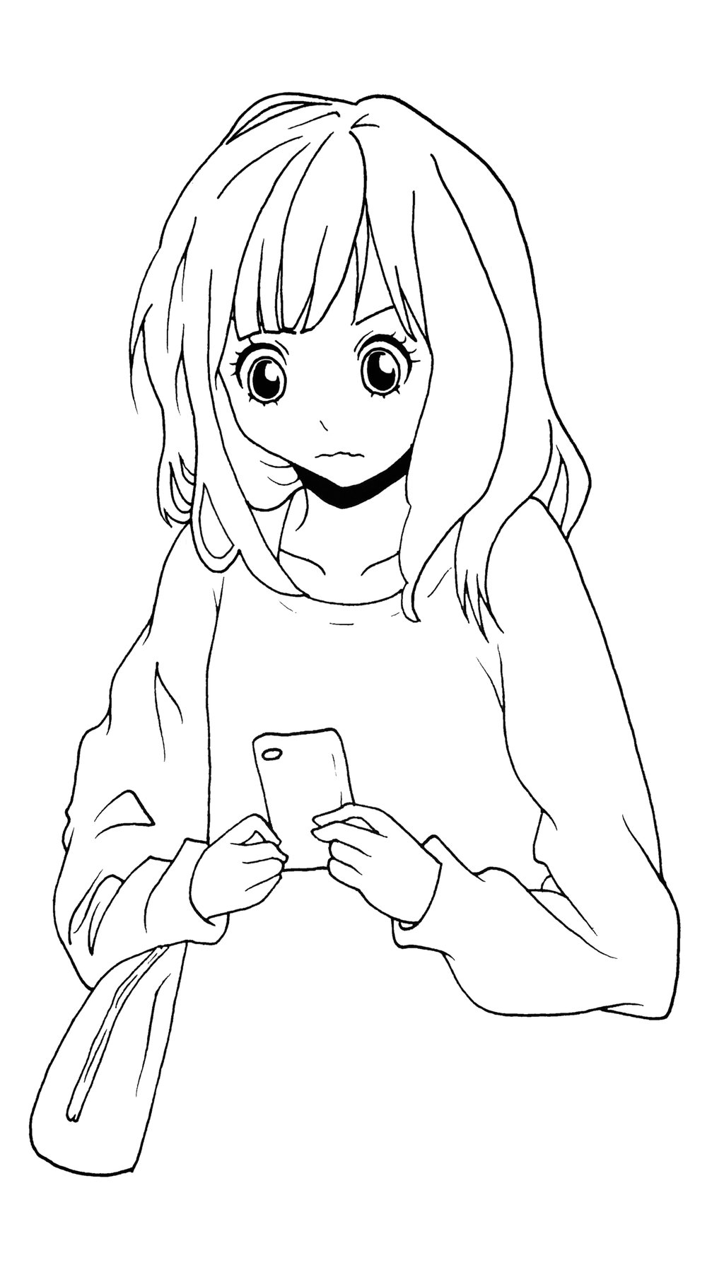 1024x1820 Confused Girl Holding A Cell Phone By Dezeya