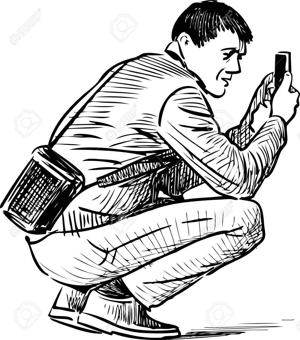 1148x1300 A Man Takes A Photo On A Cell Phone Royalty Free Cliparts, Vectors
