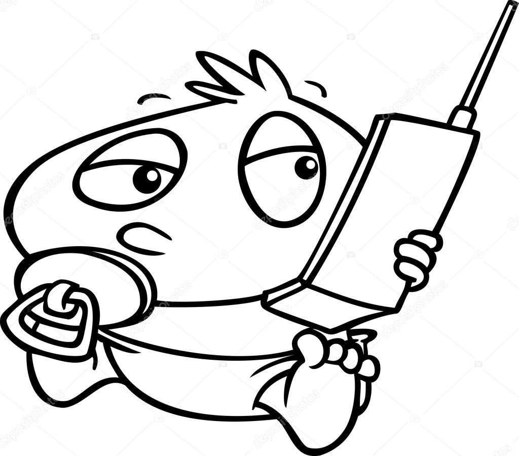 1024x900 Cartoon Baby Girl Cell Phone Stock Vector Ronleishman