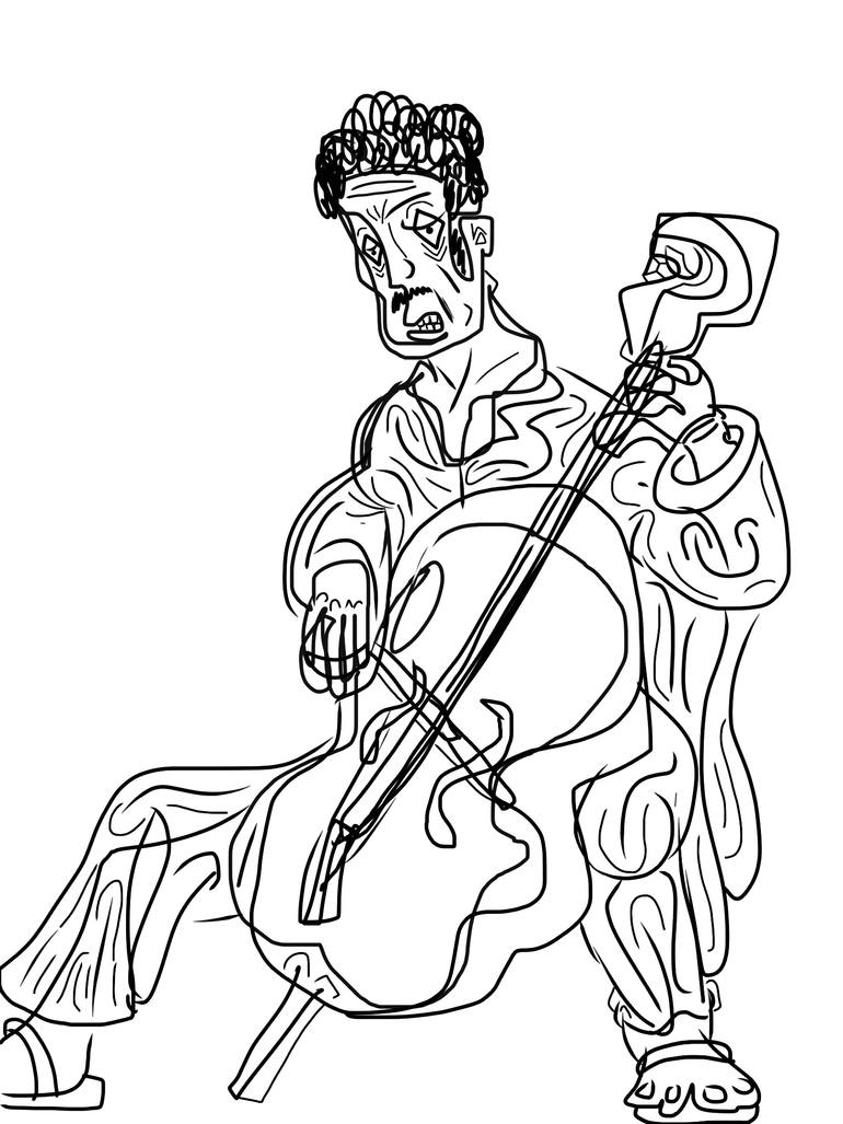 770x1027 Saatchi Art The Cello Player. Drawing By David John