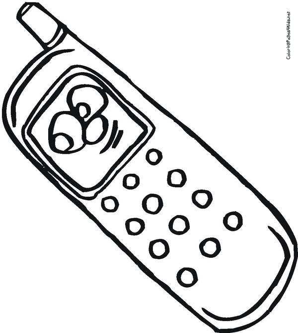 600x669 Cell Phone Coloring Page