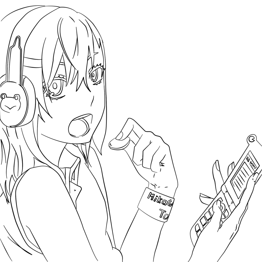 1024x1023 Cellphone Girl By Fatz8101995 Lineart By Izfanx