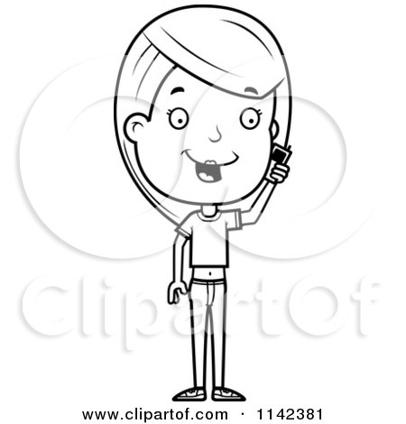 450x470 Cartoon Clipart Of A Black And White Adolescent Teenage Girl