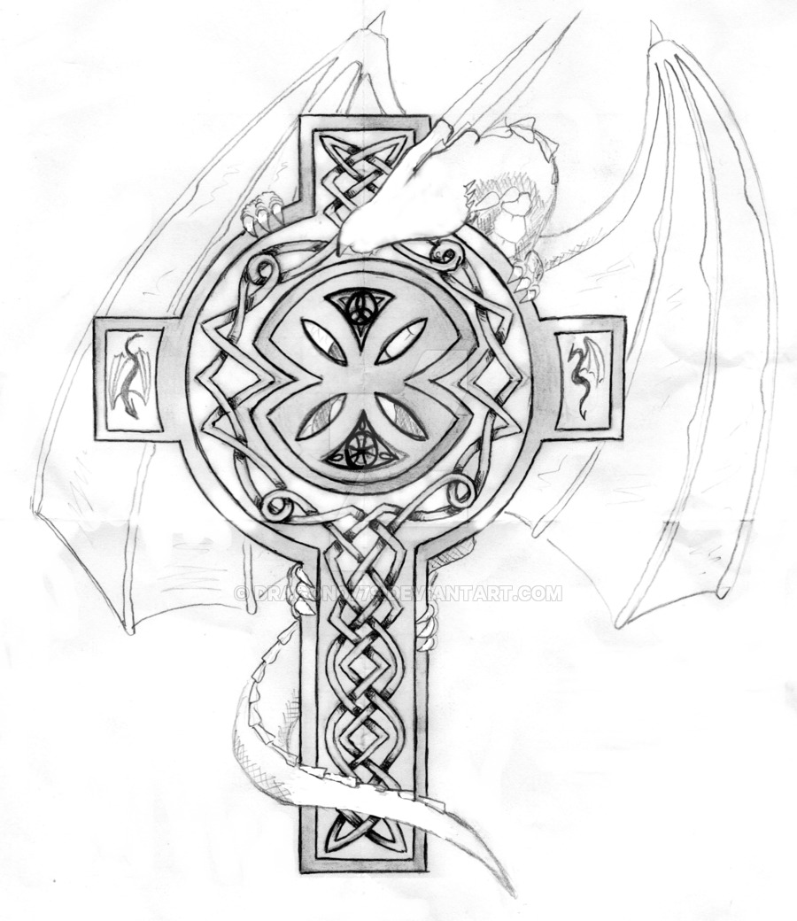 900x1040 Dragon Celtic Cross By Dragon0779