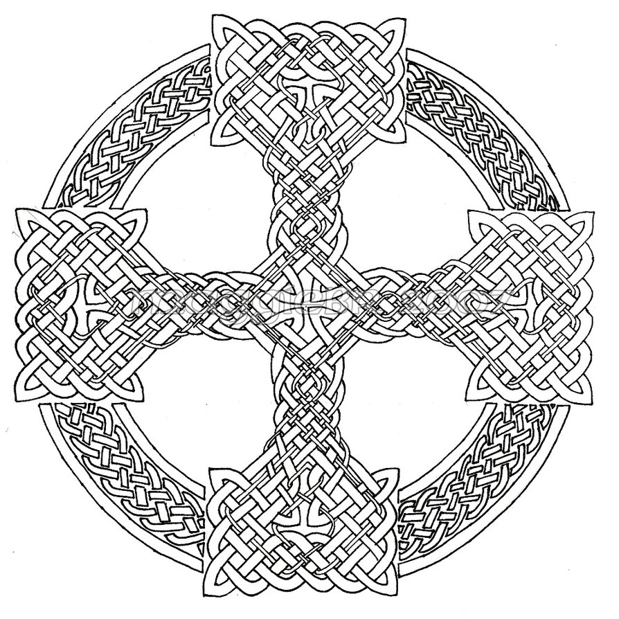 894x894 Celtic Cross Lineart By Maggiebr