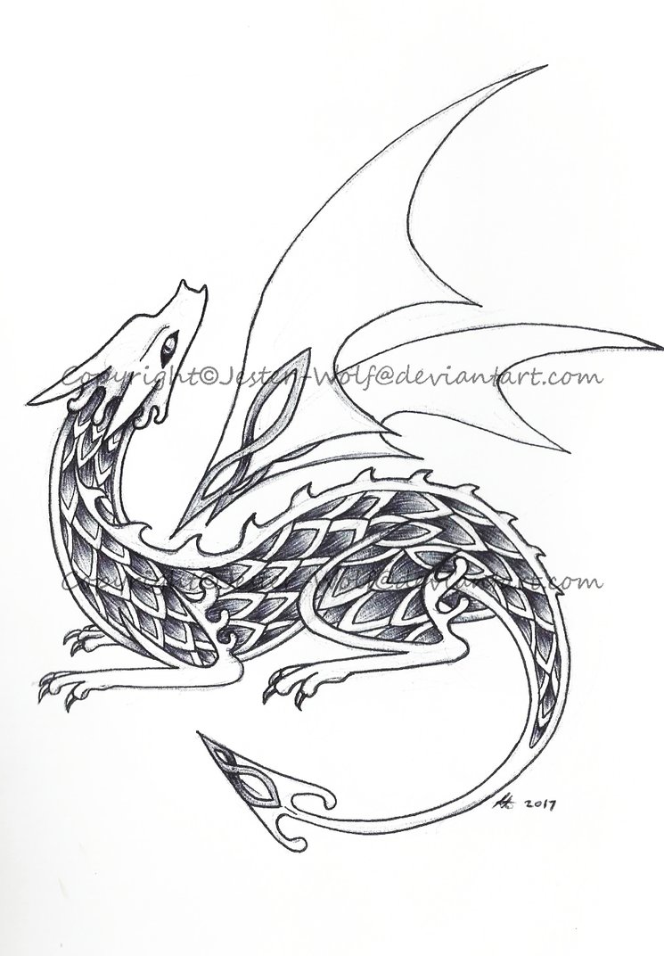 745x1072 Celtic Dragon Curled By Jester Wolf