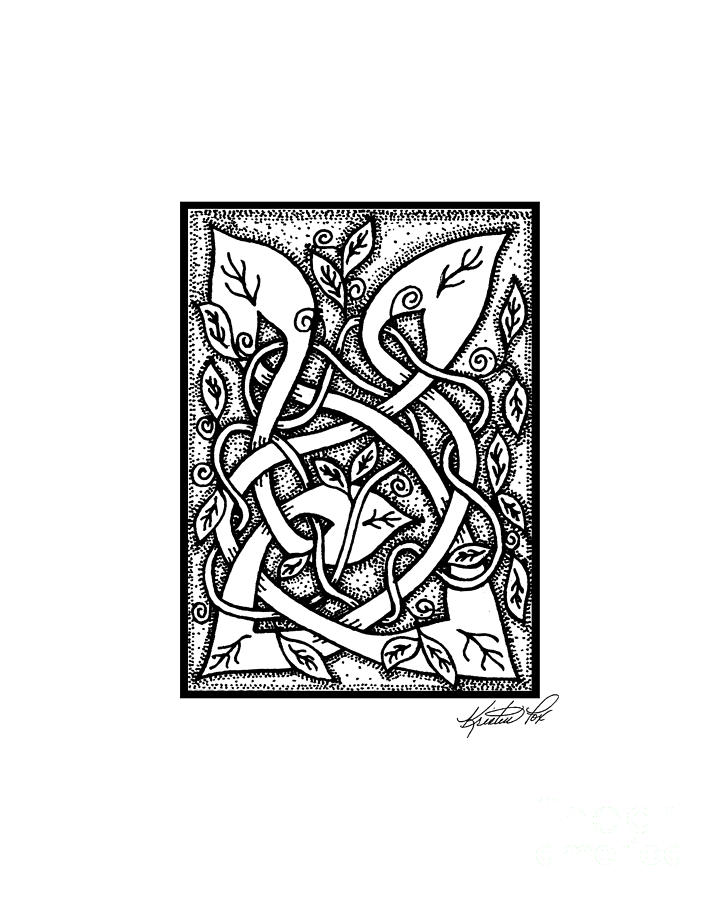 720x900 Celtic Entwined Vines Drawing By Kristen Fox