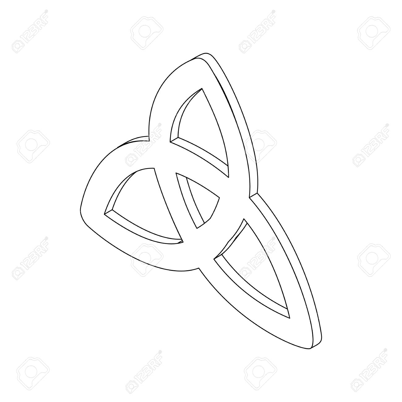 1300x1300 Triquetra Celtic Knot Symbol Icon, Isometric 3d Style. Black