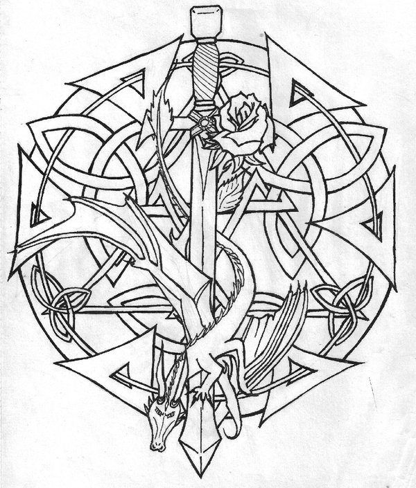600x705 Celtic Line Art By On @