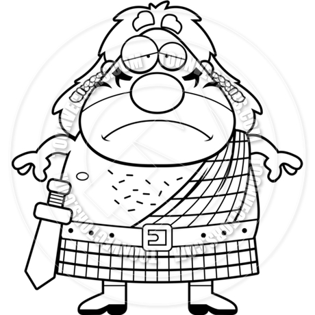 460x460 Cartoon Celtic Warrior Sad (Black And White Line Art) By Cory