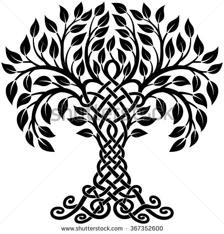 450x470 Vector Ornament, Decorative Black And White Celtic Tree Of Life