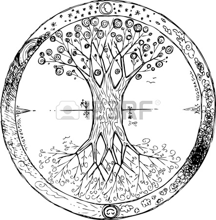 443x450 Yggdrasil Celtic Tree Of Life Mandala Royalty Free Cliparts
