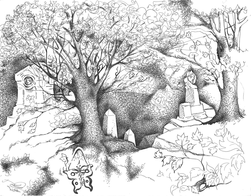 1000x782 Image Result For Ink Drawing Of Greenwood Cemetery Greenwood