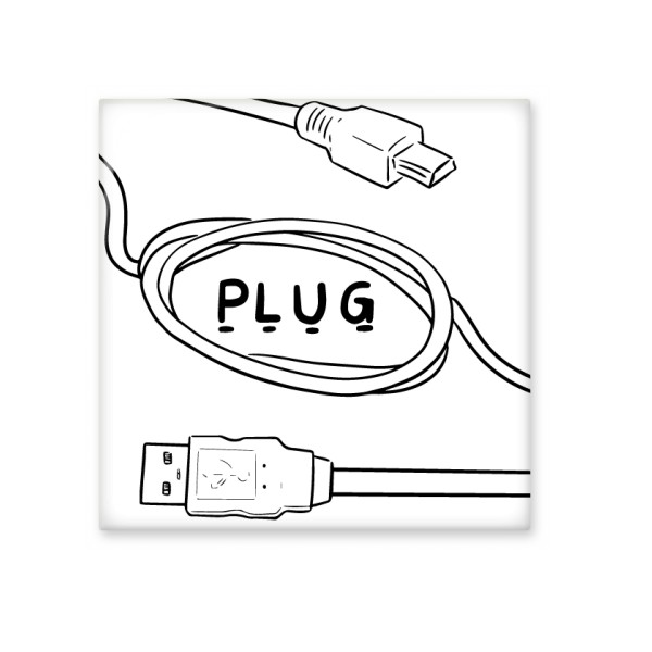 600x600 Data Wire Usb Plug Line Hand Drawing Ceramic Bisque Tiles Bathroom