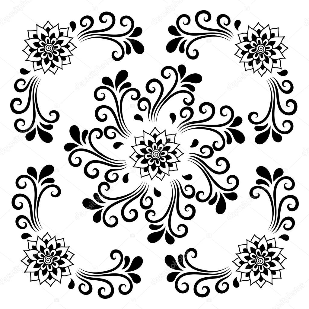 1024x1024 Hand Drawing Decorative Tile Frame. Classical Floral Ornament