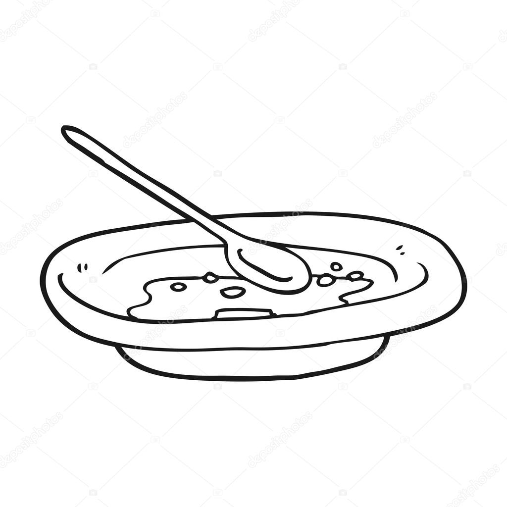 1024x1024 Black And White Cartoon Empty Cereal Bowl Stock Vector