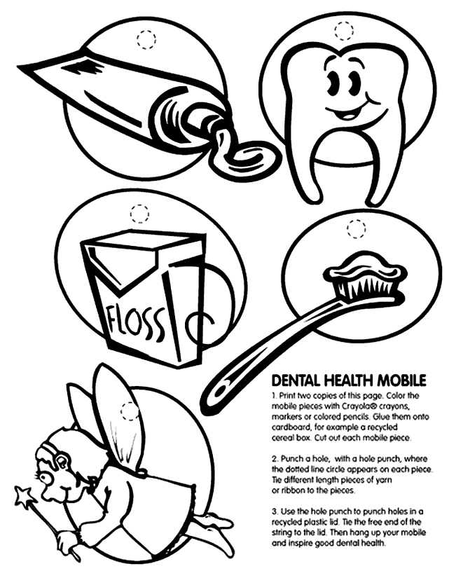 641x815 Dental Health Mobile Coloring Page