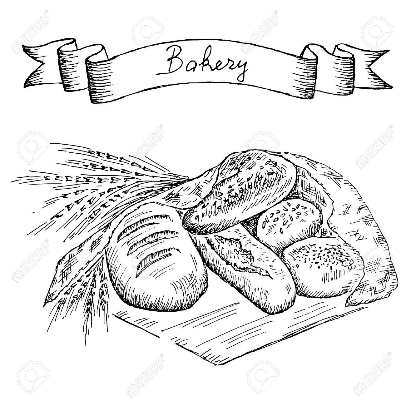 1300x1300 Bakery Hand Drawing Set Of Vector Sketches Royalty Free Cliparts