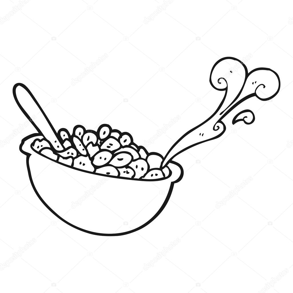 1024x1024 Black And White Cartoon Bowl Of Cereal Stock Vector