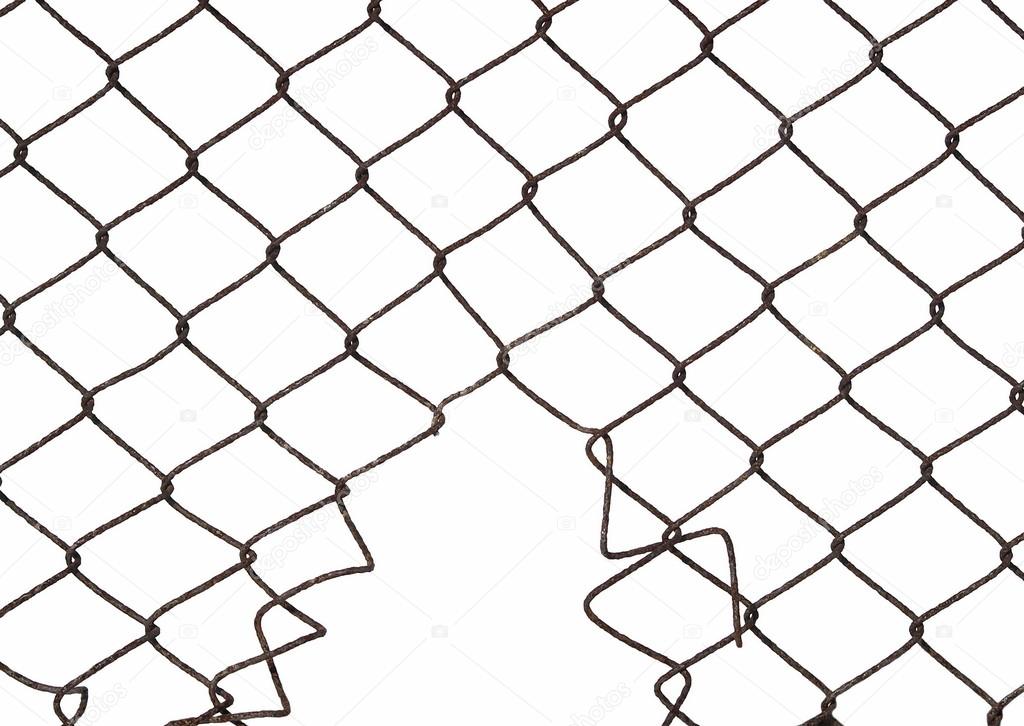 1024x726 Metal Wire Fence Protection With Hole Isolated On White