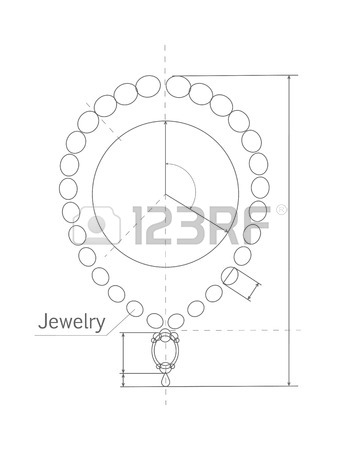 360x450 Jewelry Production Sketch Isolated On White. Jewelry Designer