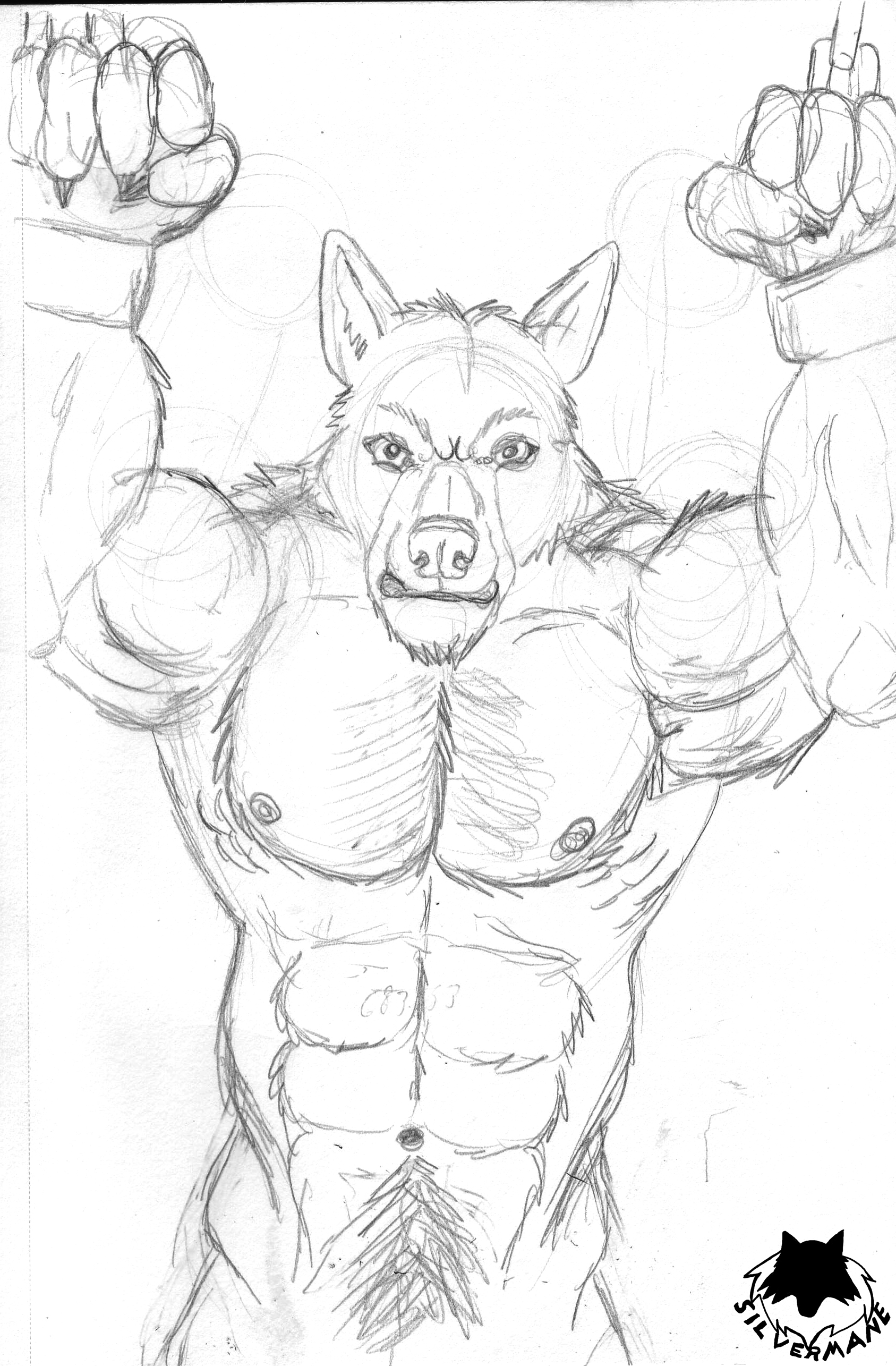 1687x2571 Sketch A Thon Werewolf Chained Weasyl