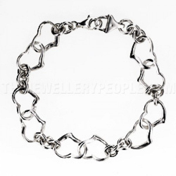600x600 Chained Hearts Silver Bracelet The Jewellery People